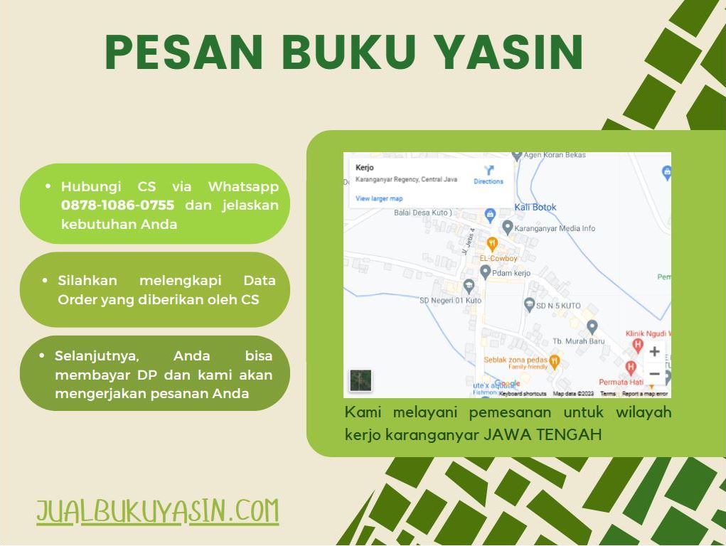 Percetakan Buku Yasin Kerjo Karanganyar, Tempat Cetak Buku Yasin Kerjo Karanganyar, Tempat Bikin Buku Yasin di Kerjo Karanganyar