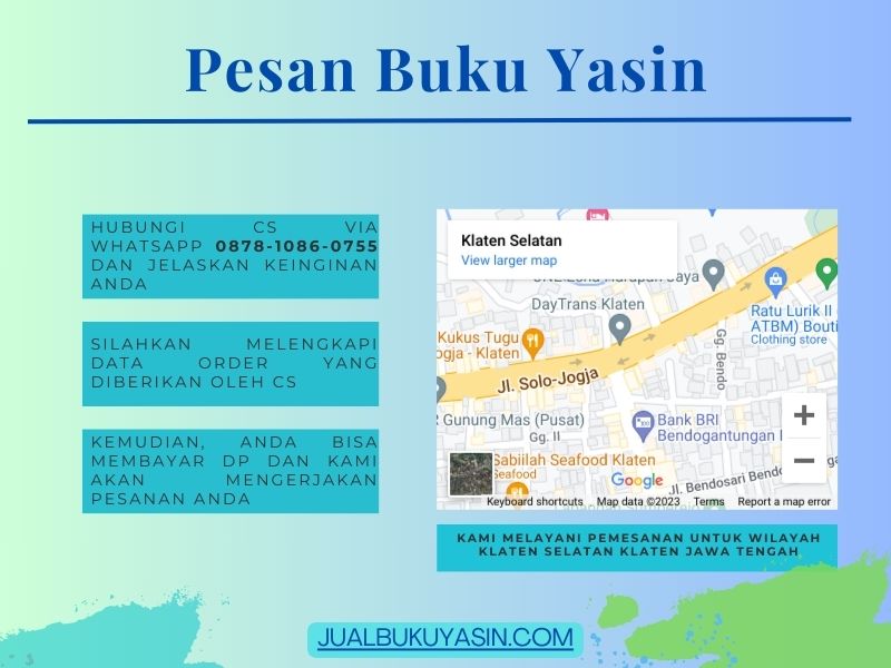 Percetakan Buku Yasin Klaten Selatan Klaten, Tempat Cetak Buku Yasin Klaten Selatan Klaten, Tempat Bikin Buku Yasin di Klaten Selatan Klaten