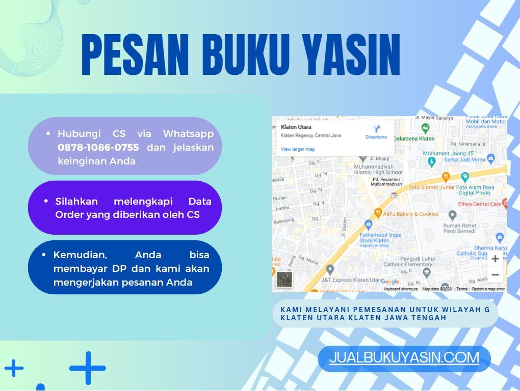 Percetakan Buku Yasin Klaten Utara Klaten, Tempat Cetak Buku Yasin Klaten Utara Klaten, Tempat Bikin Buku Yasin di Klaten Utara Klaten