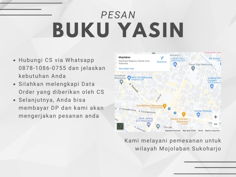 Percetakan Buku Yasin Mojolaban Sukoharjo, Tempat Cetak Buku Yasin Mojolaban Sukoharjo, Tempat Bikin Buku Yasin di Mojolaban Sukoharjo