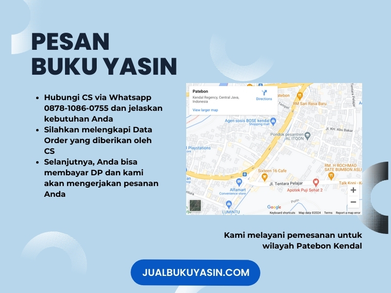 Percetakan Buku Yasin Patebon Kendal, Tempat Cetak Buku Yasin Patebon Kendal, Tempat Bikin Buku Yasin di Patebon Kendal