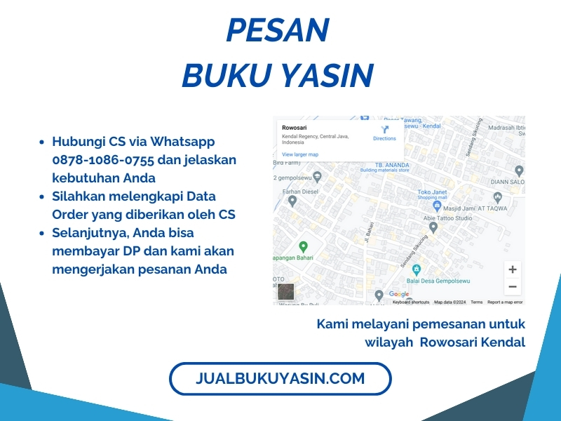 Percetakan Buku Yasin Rowosari Kendal, Tempat Cetak Buku Yasin Rowosari Kendal, Tempat Bikin Buku Yasin di Rowosari Kendal