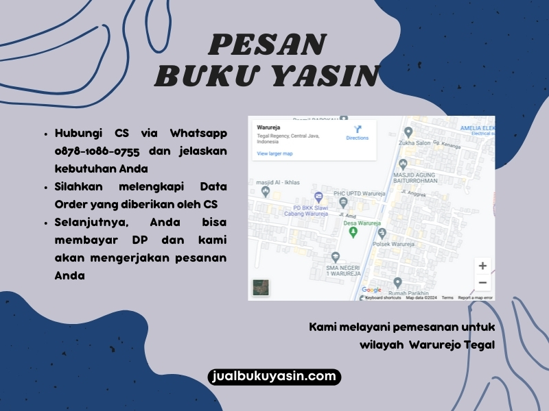 Percetakan Buku Yasin Warurejo Tegal, Tempat Cetak Buku Yasin Warurejo Tegal, Tempat Bikin Buku Yasin di Warurejo Tegal